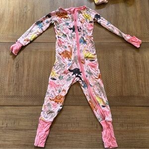 Little Sleepies Pink Dinosaur Kids Footie